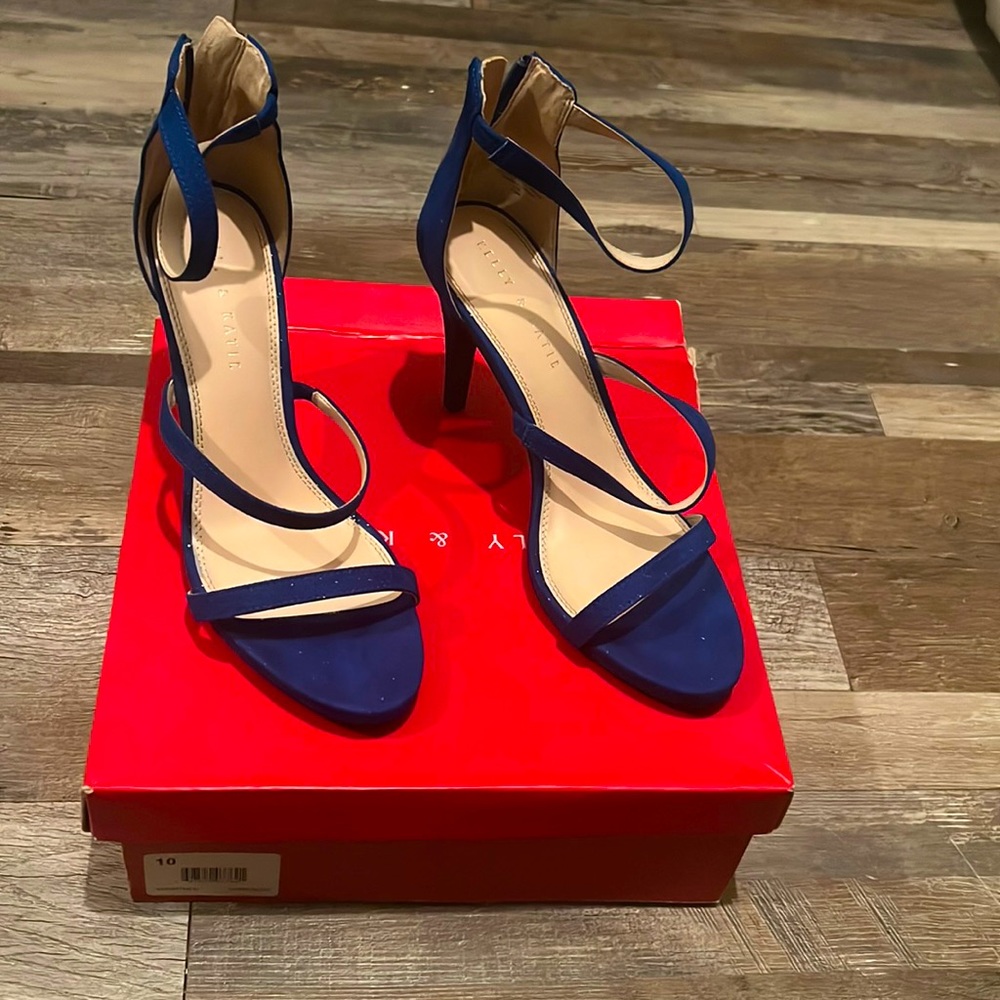 DSW Blue 3 strap heels